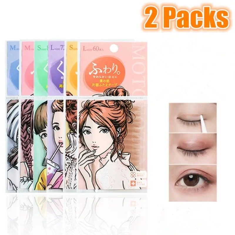 2 Packs MOTONOZEN Double Eyelid Tape Sticker Invisible Natural Fold Eyelid Lace Transparent Paste Big Eyes Tool 240703