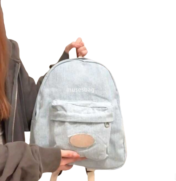 High end women's fashionable forest style simple and lazy casual backpack for college students versatile for class commuting washed denim backpac