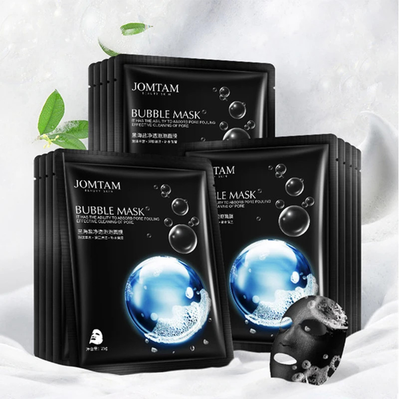 1pc Black Sea Salt Pure Moisturizing Bubble Mask Deep Cleansing Oil Control Skin Rejuvenation Shrink Pore Foam Black Mask 240704