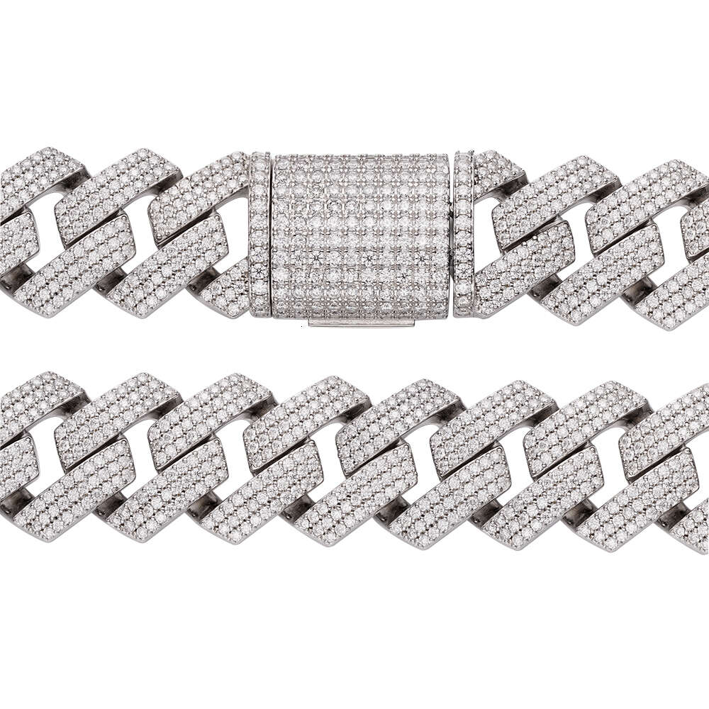 Hot Sale Hip Hop Miami 22mm 14K White Gold Moissanite Sier Cuban Link Chain For Men