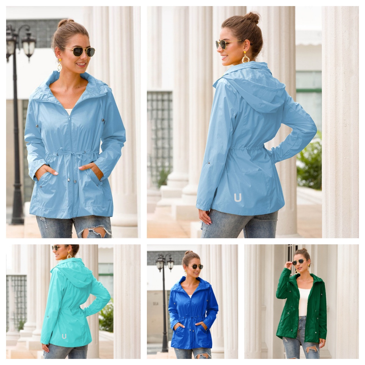 UU-898 Autumn and Winter New Women Raincoat Outdoor Hooded Mountaineering Rain Jacket