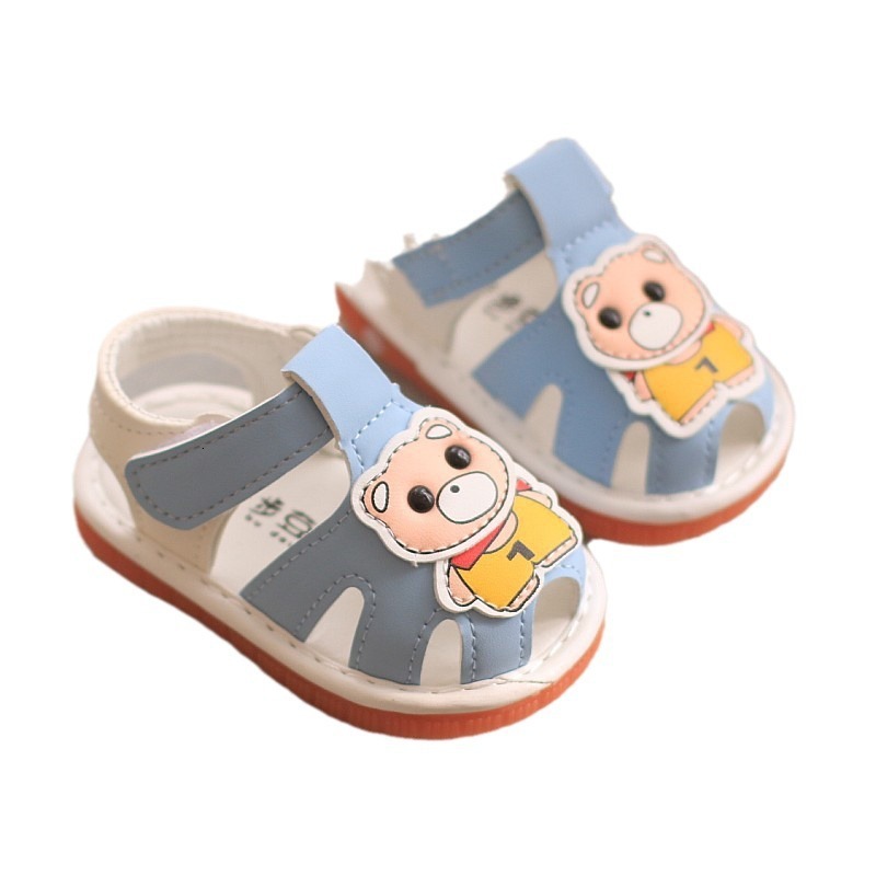 Girl sandals will make a sound, baby walking front shoes with cow tendons and soft soles, little boy children's shoes, newborn F704-28