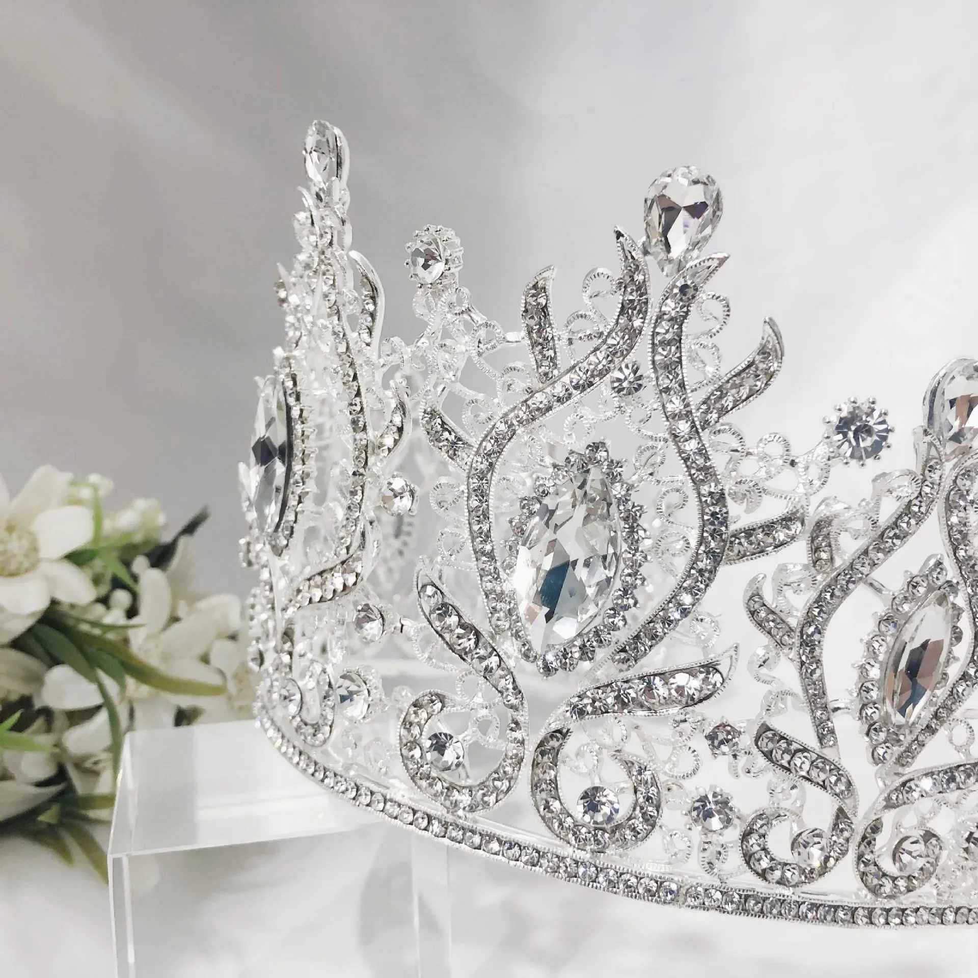 Tiaras Cus Tall Beauty Crown Tiaras with Combs Champagne Pagne Tiara Wedding Crown