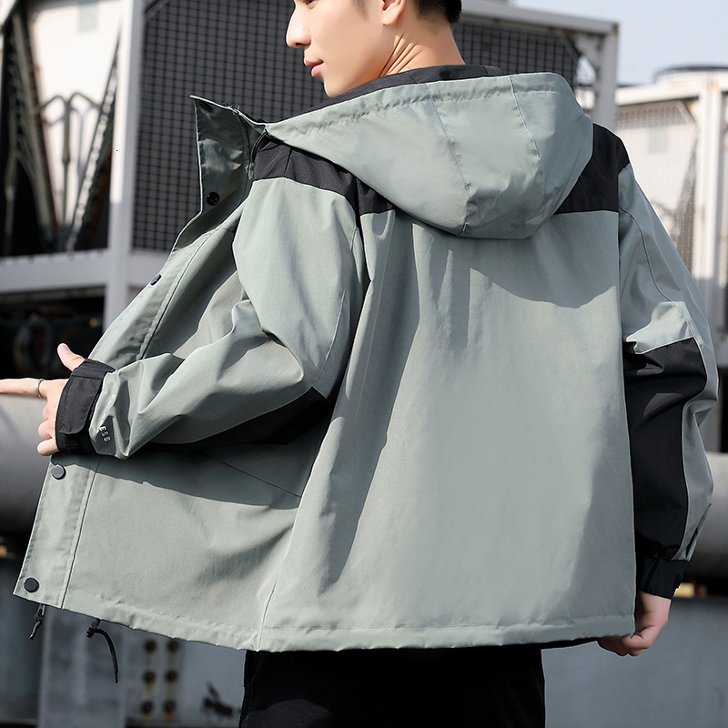 2023 new splicing autumn winter windbreaker for outdoor sprint fashionable casual men's warm and breathable hooded jacket windbreaker mountaineer