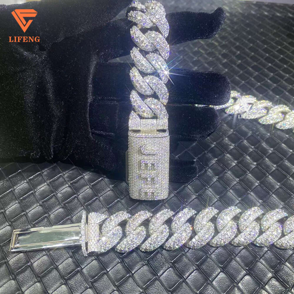 Selling Fashion Style 925 Silver Chain Pass the Diamond Test White Gold Cuban Link Chain d Vvs 1 Moissanite Necklace