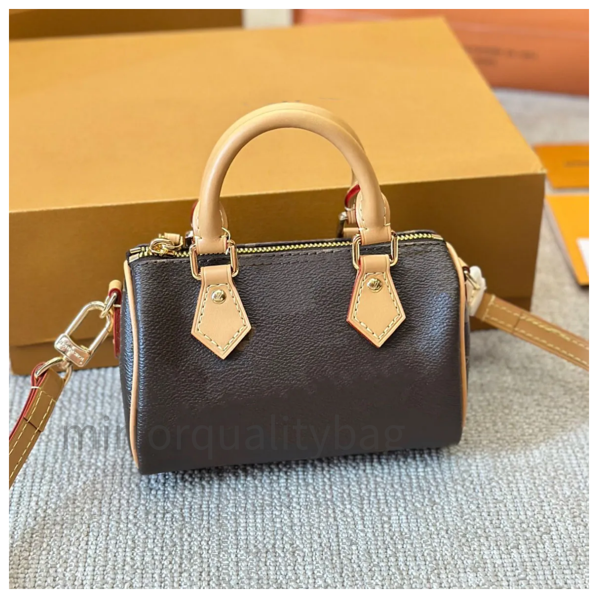Top Designer Mini Nano 16cm Shoulder Bag Women Leather Denim Crossbody Luxury Brand Embossed Tote Purse Brown Flower classic Handbag