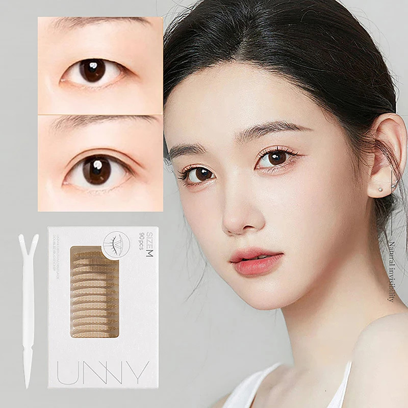 90Pcs Double eyelid tape Invisible Double Eyelid Self-Adhesive Stickers Lace Eye Lift Strip Gauze Mesh-Lace Tape Eye Tape Tool 240703
