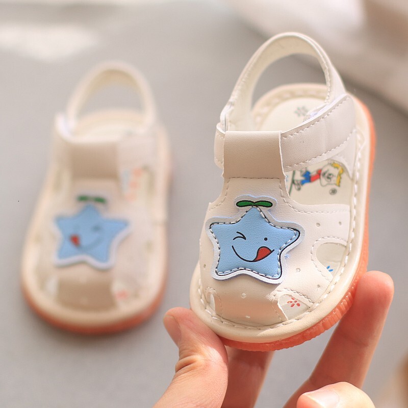 Children's sandals, baotou, summer 0-2 years old, called boys girls, baby and toddler walking shoes, cow tendon soft soles F704-27
