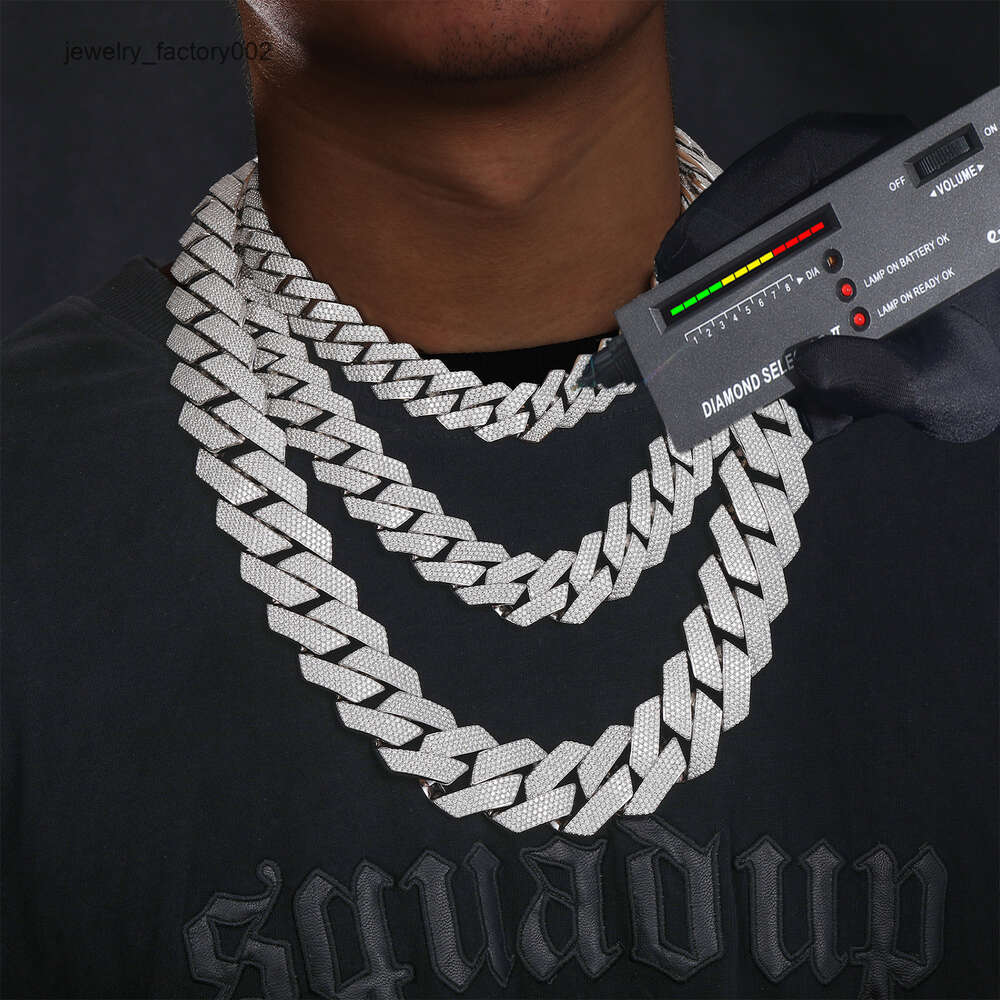 High Quality Cubana Hip Hop Jewelry 6-20mm 925 Sterling Silver VVS Moissanite Diamond Iced Out Cuban Link Chain Necklace For Men gift