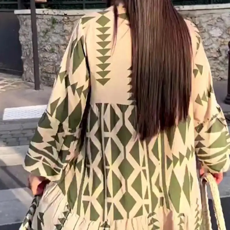 Boho Summer Maxi Dress Women Vintage Buttons Long Sleeve Elegant Holiday Beach Loose Dresses Female Casual Vestidos 240627