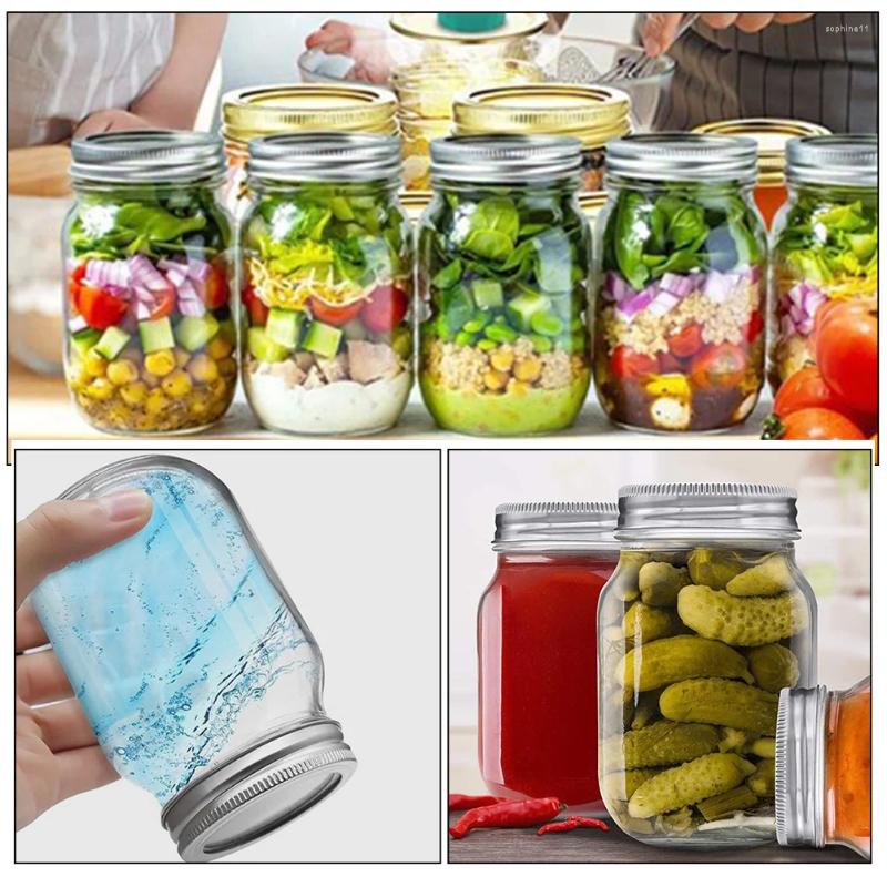 1Pc Storage Bottles 6 Pcs Mason Jar Airtight Syrup Pitcher Household Jars Mini Seasoning Salad Glass 0716