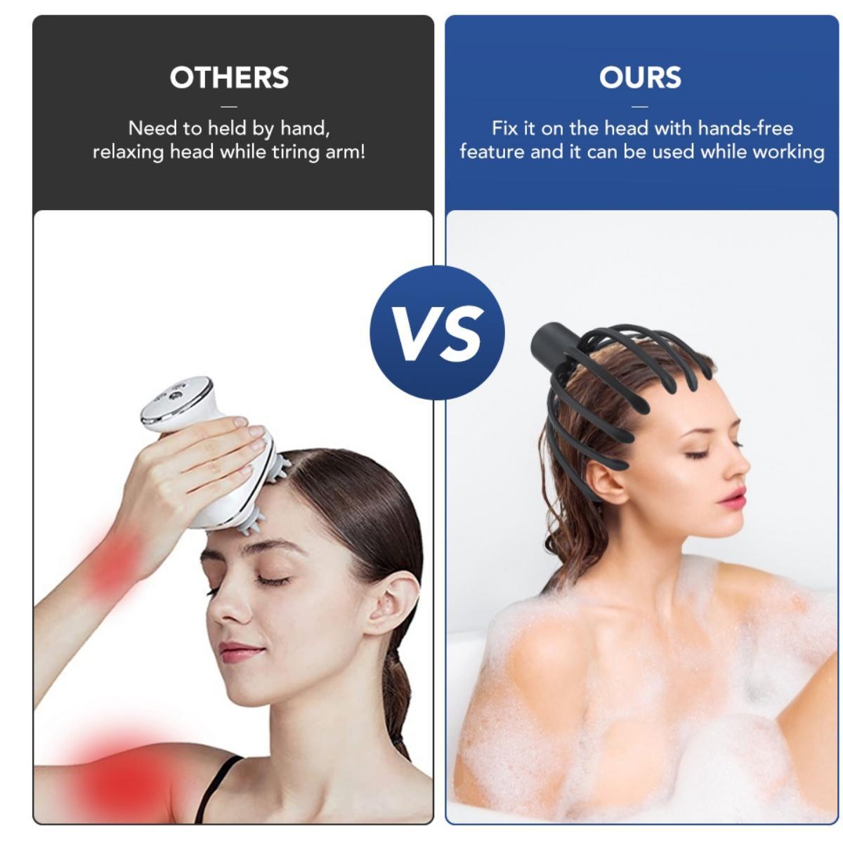 US stock Electric Scalp Massager with 3 Modes, 360 Degree Head Massager, Cordless Portable Head Scratcher for Stress Relax Mother's Day gift!