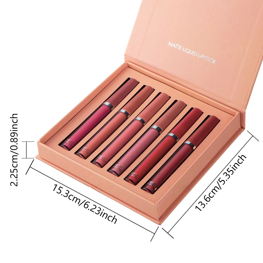 6-Piece Matte Waterproof Lip Gloss Set Suitable For Outdoor Gatherings 240703