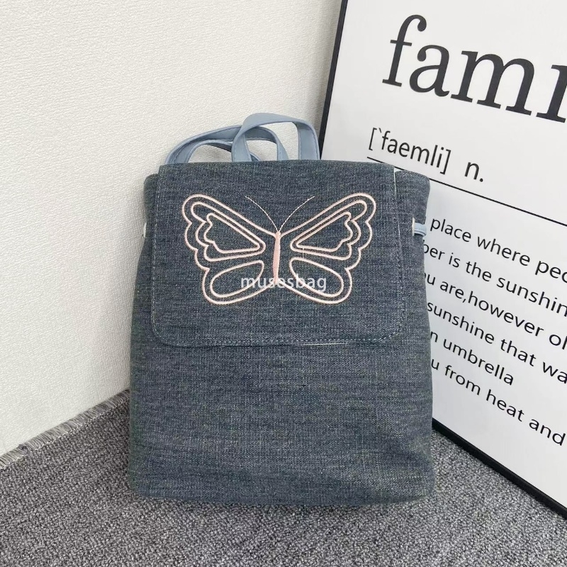 High end women's high-end feeling bag new classic retro backpack versatile drawstring butterfly practical backpack student casual shoulder bag