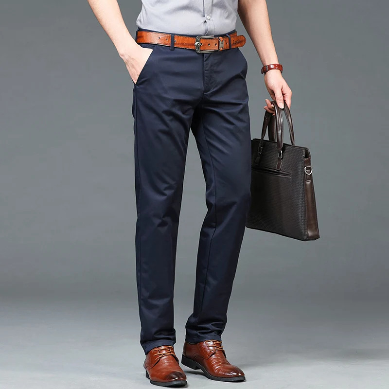 High Quality Lyocell Mens Pants Business Trousers Male Fashion Blue Khaki Straight Casual Man Clothing Plus Size 3040 240702