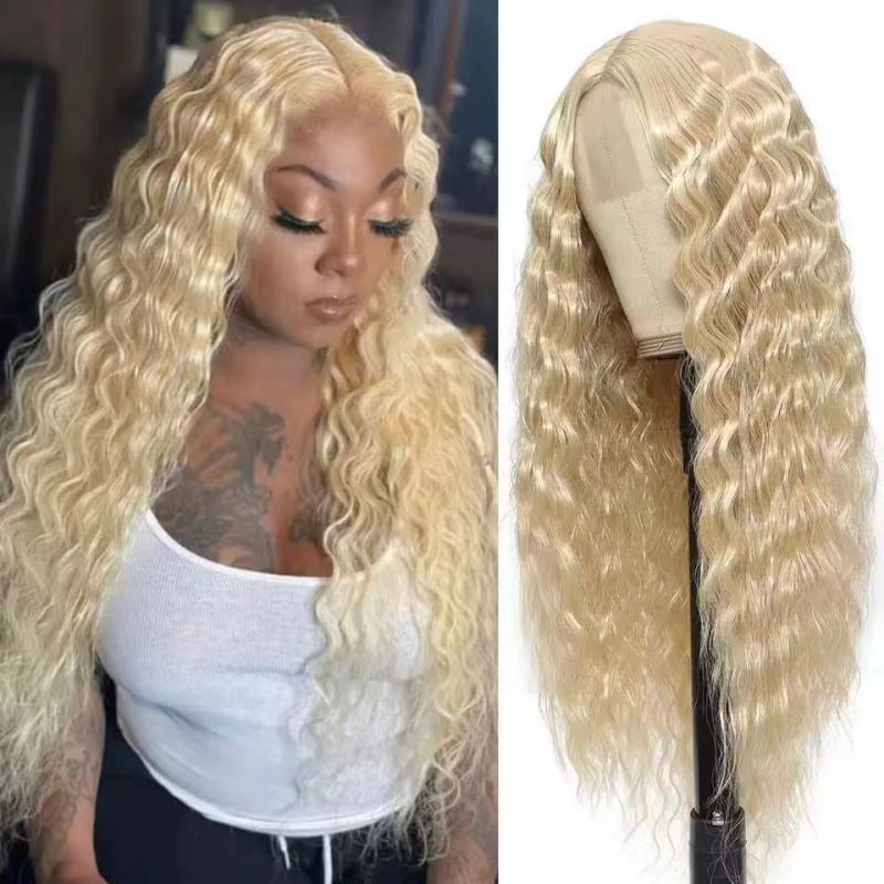 wholesale Lace Wigs Human Hair Wig Honey Blonde Ombre Brazilian Brown Colored Deep Water Wave Frontal Highlight Curly Bob 28 30 Inch Front