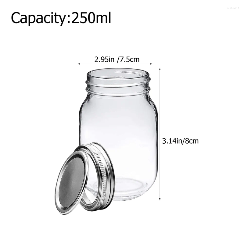 1Pc Storage Bottles 6 Pcs Mason Jar Airtight Syrup Pitcher Household Jars Mini Seasoning Salad Glass 0716
