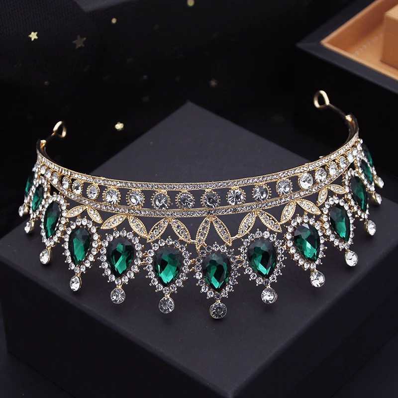 Tiaras Gorgeous Crystal Wedding Crown Bride Tiaras Green Crowns Queen Evening Diadem Prom Party Bridal Hair Jewelry Accessories