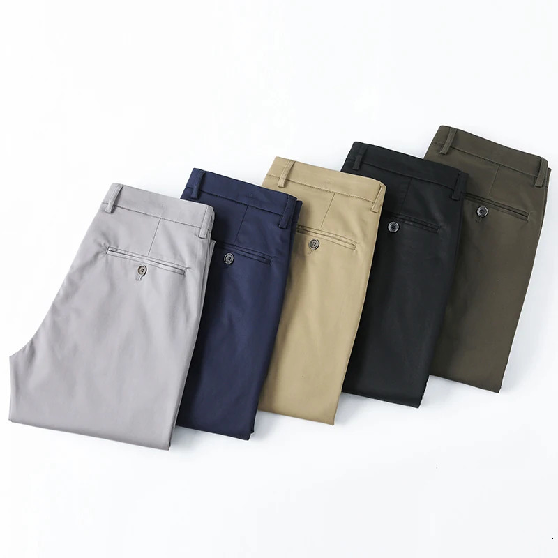 High Quality Lyocell Mens Pants Business Trousers Male Fashion Blue Khaki Straight Casual Man Clothing Plus Size 3040 240702