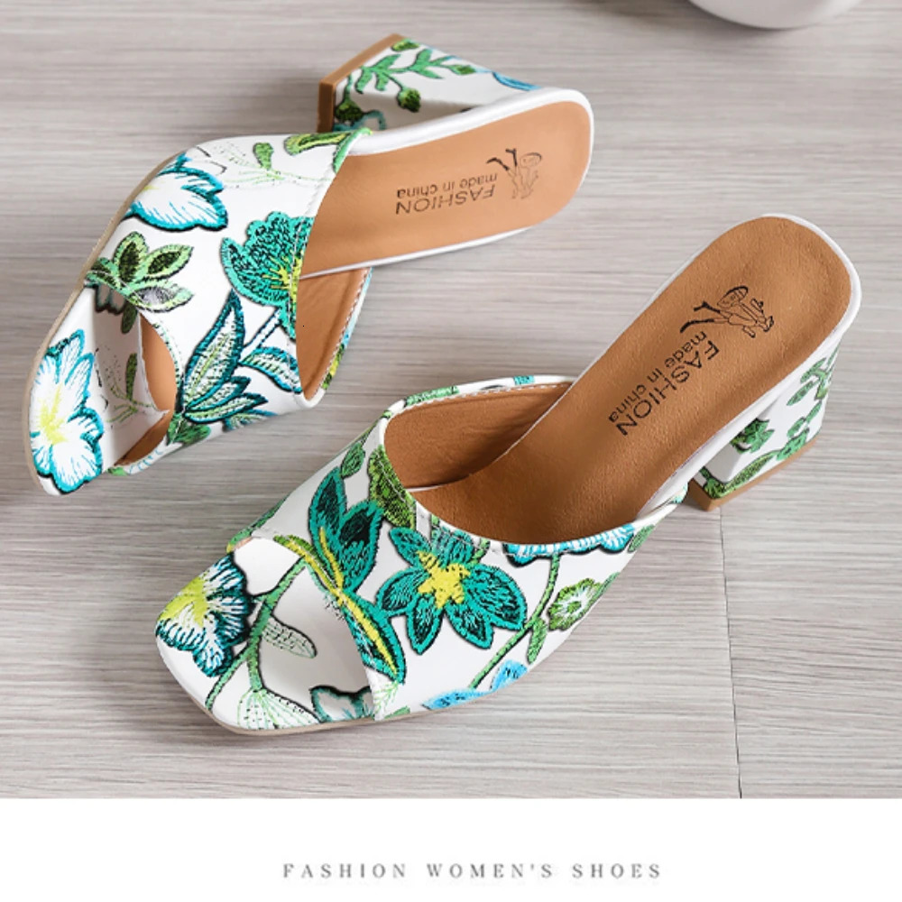 High Quality Shoes for Women Open Toe Womens Slippers Summer Outdoor Casual Chunky Heels Large Size Slippers Zapatillas Mujer 240704