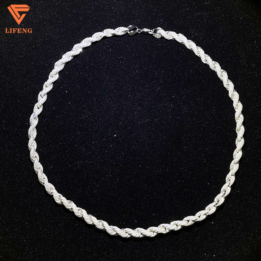 Fashion Jewelry Iced Out Chains White Gold Plating 925 Sliver Cord Chain Moissnanite Diamond Necklace for Women Men