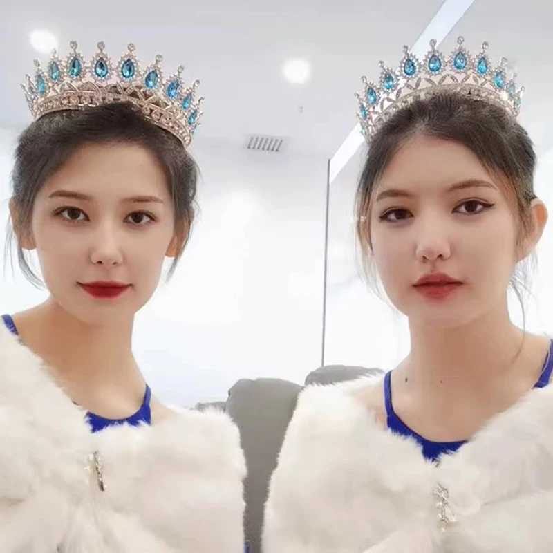 Tiaras Gorgeous Crystal Wedding Crown Bride Tiaras Green Crowns Queen Evening Diadem Prom Party Bridal Hair Jewelry Accessories