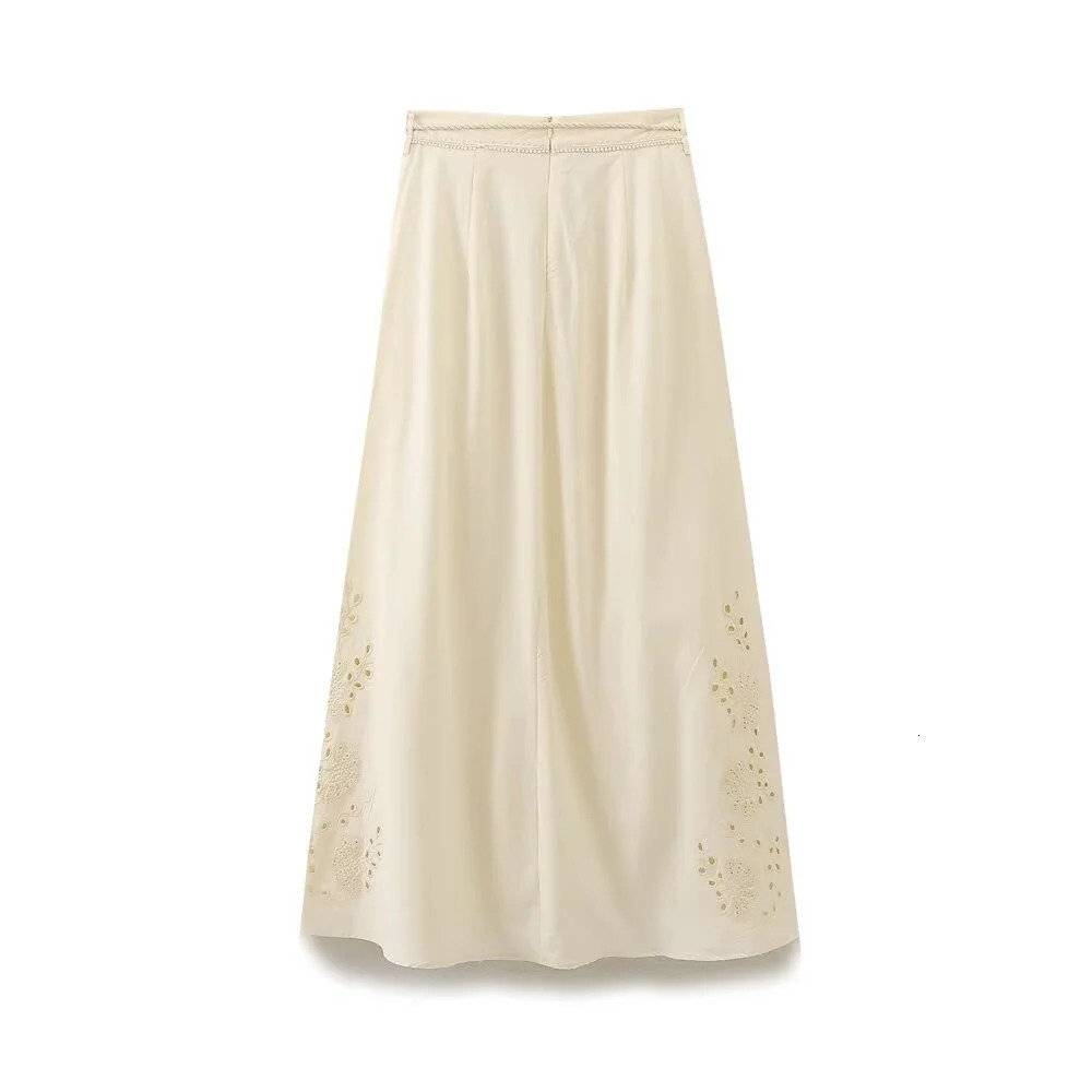 Zach Ailsas Summer Product Womens Embroidered Hollow Su Sui Decoration Suspended Top Midi Skirt Fashion Set 240704