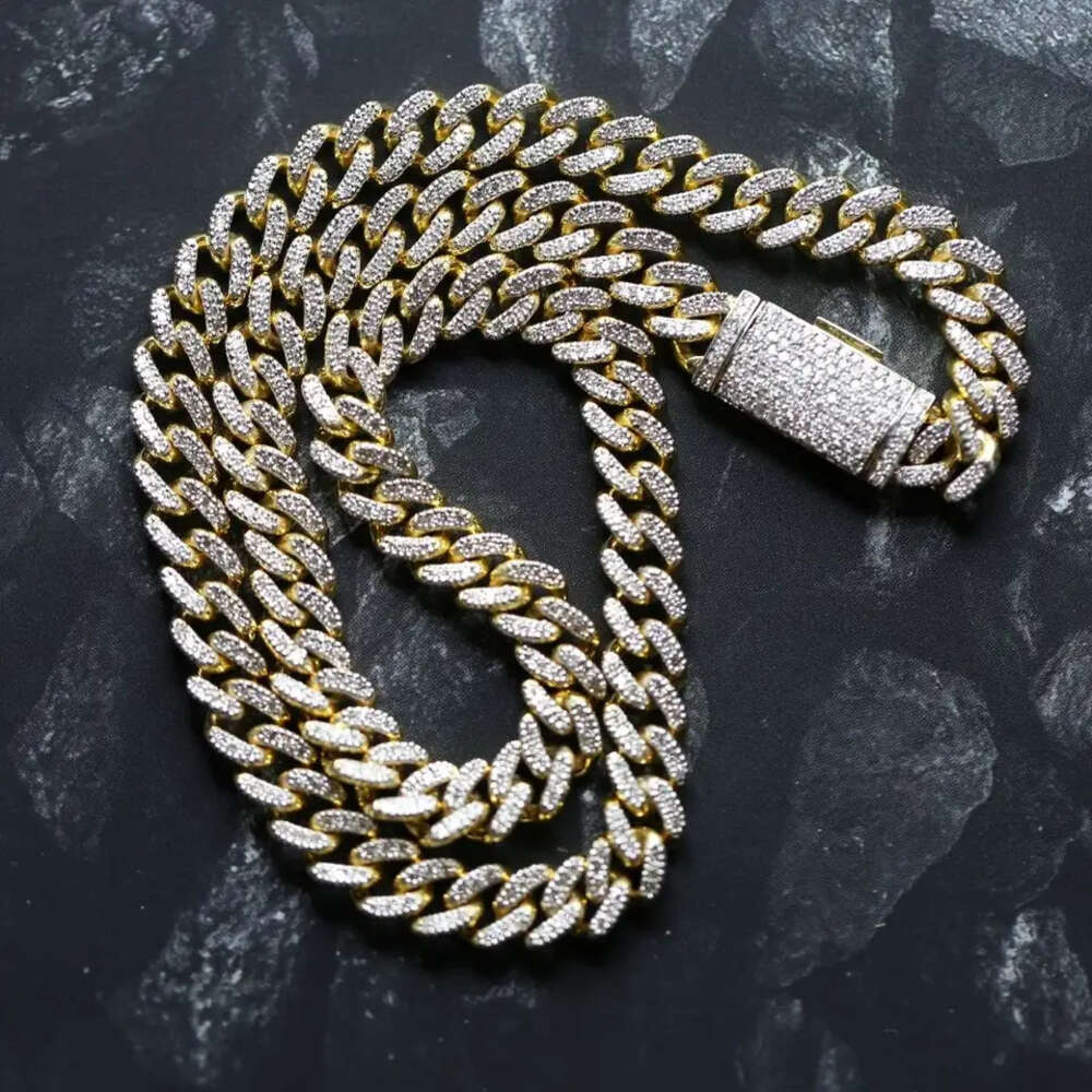 2024 Top Quality Hip Hop Jewelry Silver Gold Plated Necklace Vvs Moissanite Diamond Cuban Link Chain Necklace for Men