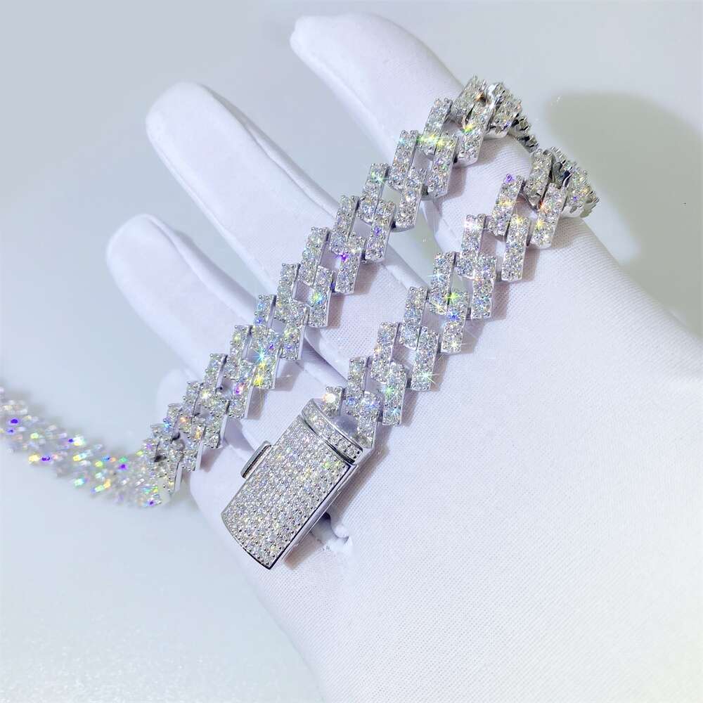 Pass Diamond Tester 13mm 22 14k 18k Gold Plated Big Iced Out Moissanite Miami Hip Hop Jewelry Cuban Link Chain