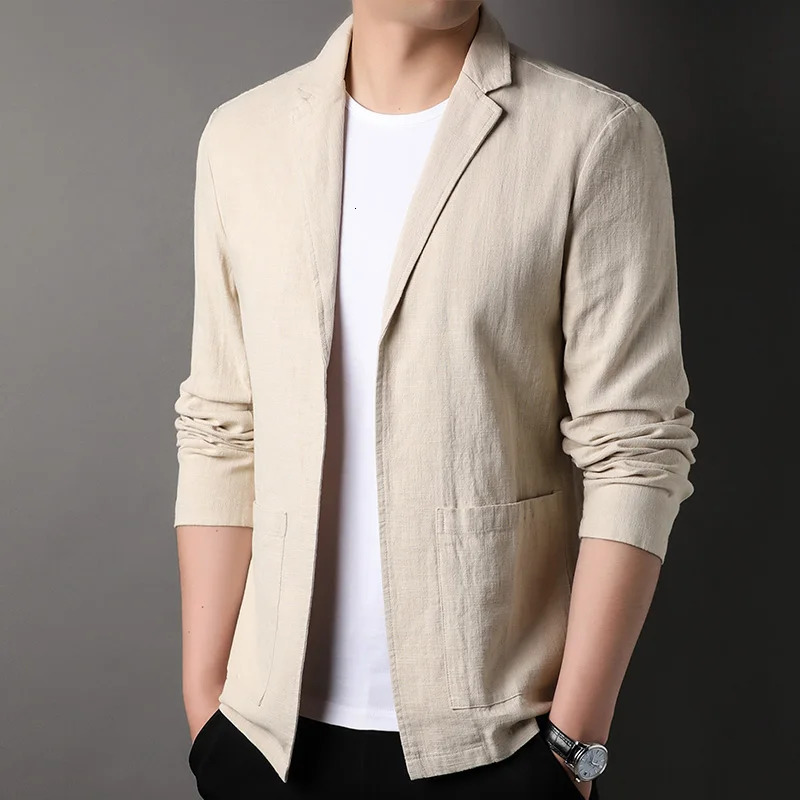 Spring and Summer High-quality Mens Linen Suit Simple Mens Coat Fabric Composition 70% Ramie 30% Cotton Blazer 240626