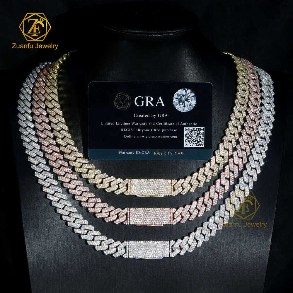 Hip Hop Style Iced Out Jewelry 6mm 8mm 10mm 12mm 14mm 20mm Width Sterling Sier VVS Moissanite Cuban Link Chain Bracelet