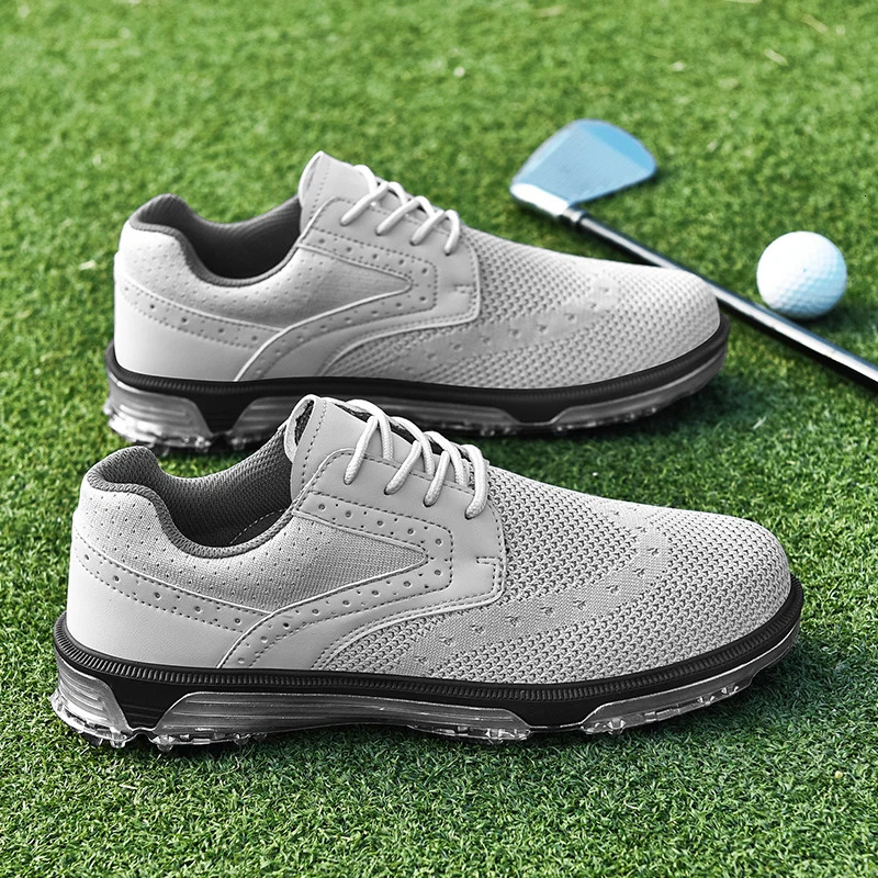 High Quality Men's Leather Waterproof Non-Slip Sports Men Sneakers Comfortable Outdoor Golf Training Shoes