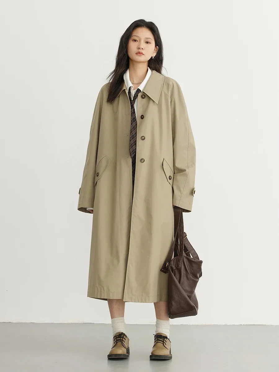 CHIC VEN Womens Long Trench Coat Casual Outerwear Loose Ladies Overcoat Single Breasted Female Windbreaker Spring Autumn 240703