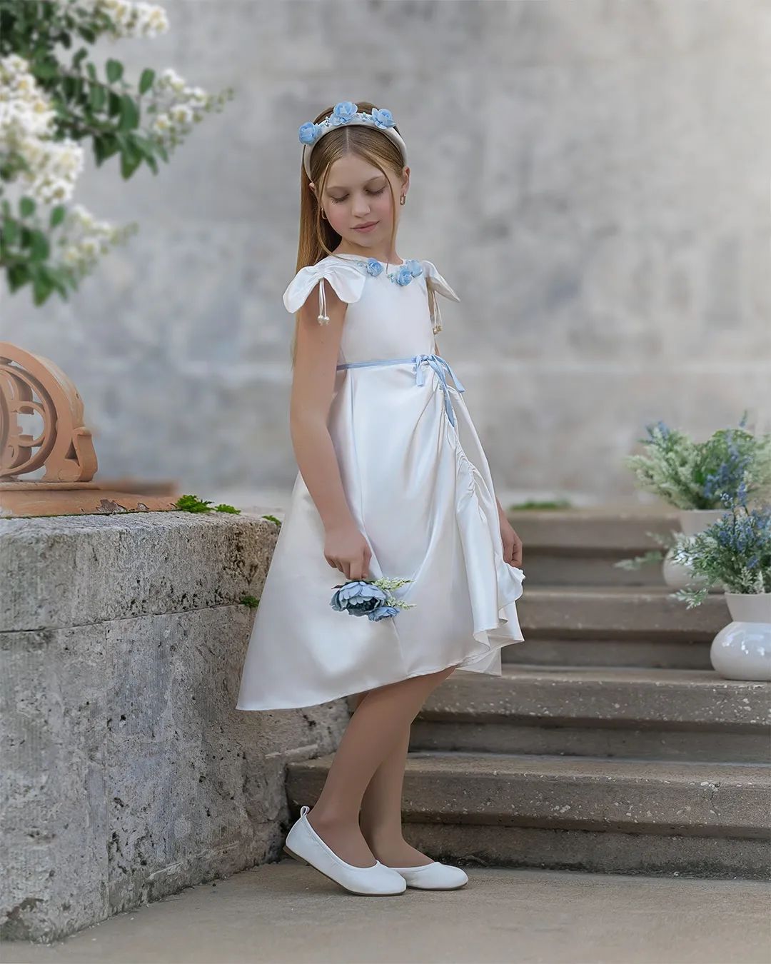 Appliqued Simple Wer Girl Dresses For Wedding Ruffled Toddler Pageant Gowns Knee Length Satin A E First Communion Dress