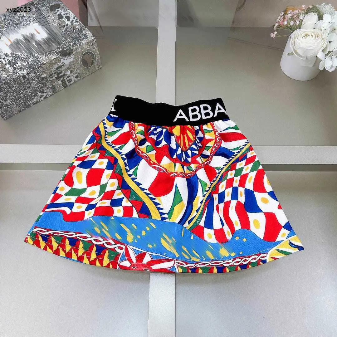 Girls Tracksuit Sets Summer Cotton Outfit Embroidered Top and Colorful Skirt for Kids 100-160cm Lightweight for Daily Use y250607D5A9