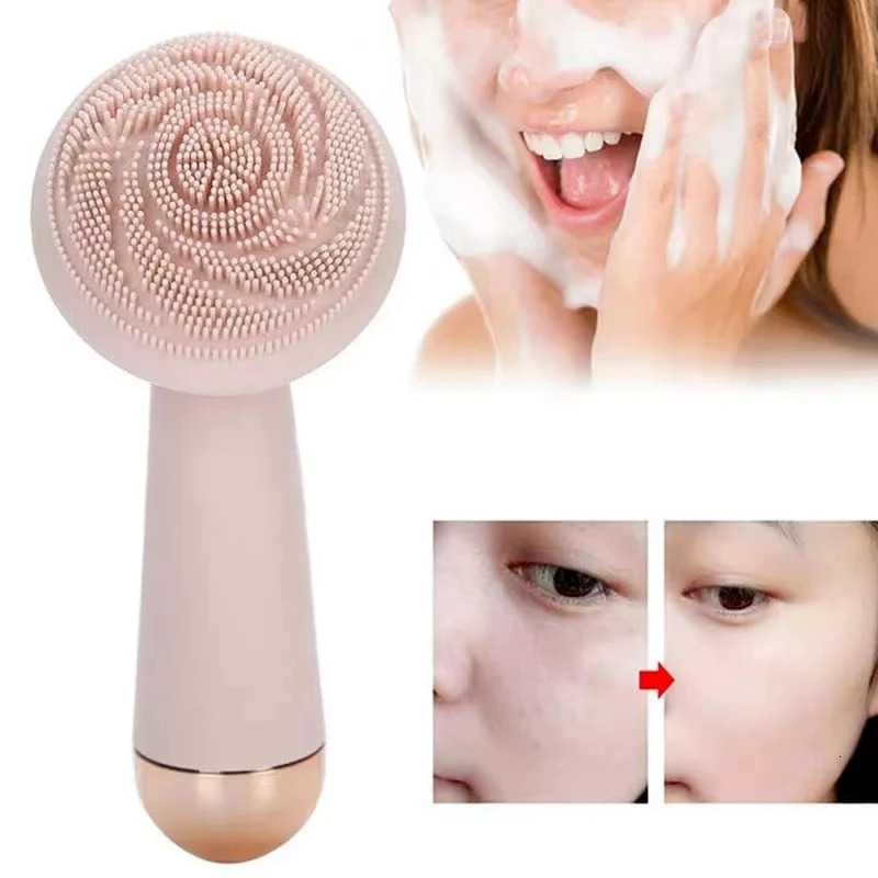 Rechargeable cleaning brush skin care tool waterproof silicone electric sonic cleaning beauty massage 240704