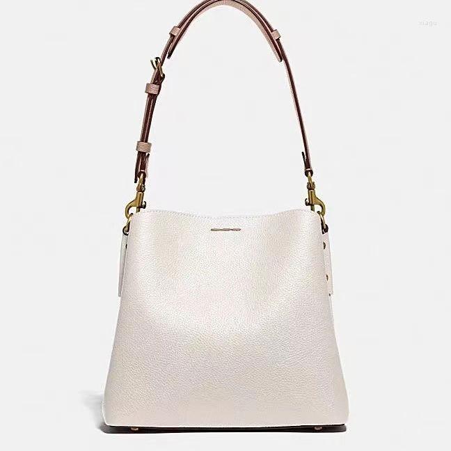 Drawstring 2024 Style Koujia Retro Wild Bucket Bag Lychee Pattern Sand Fashion All-match Portable Shoulder Messenger