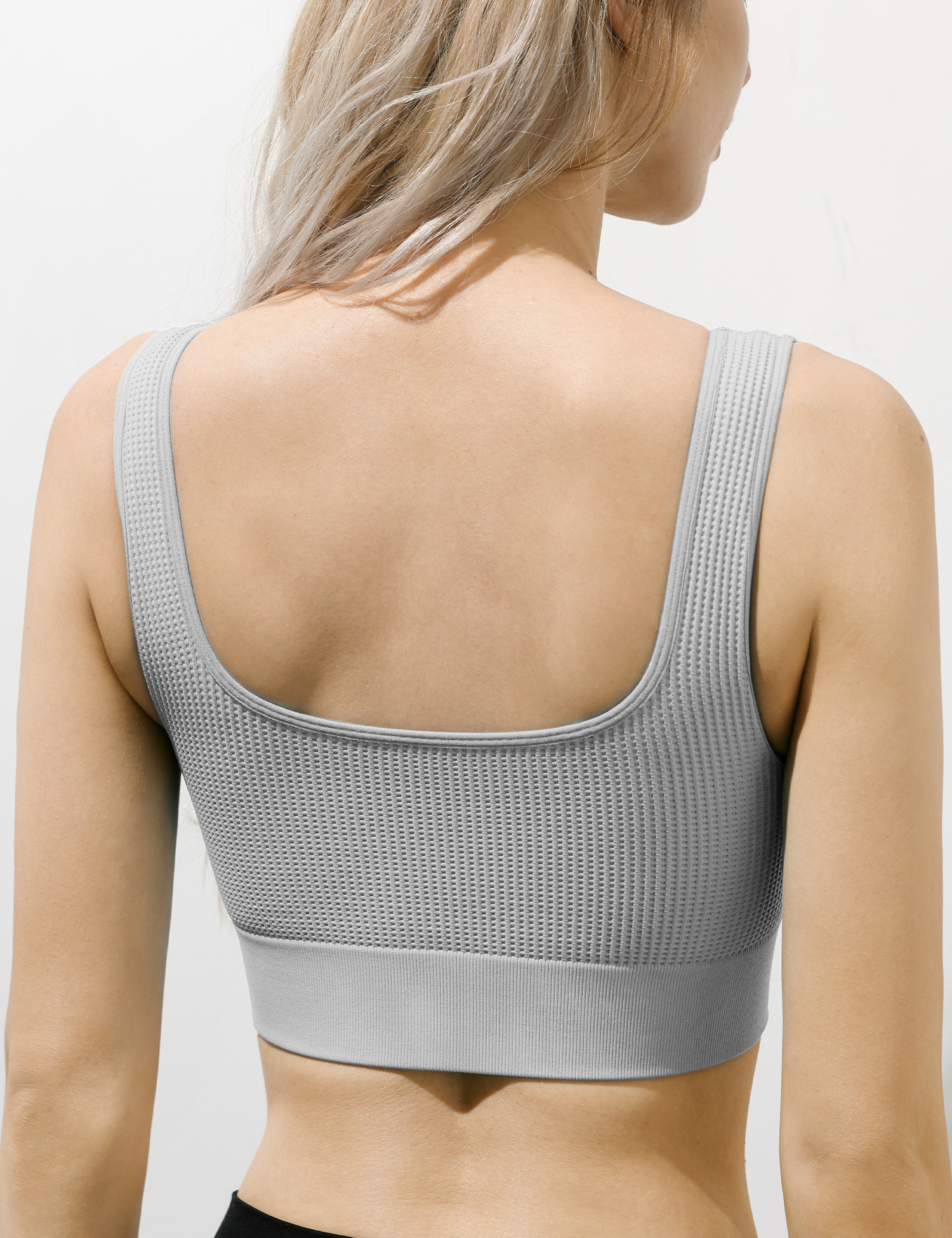 AMRIY Womens U Back Sports Bra - Scoop Neck Padded Low Impact Yoga Bra Workout Crop Top with Built in Bra B-S004