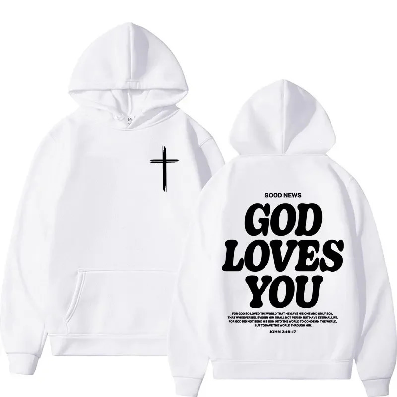 Harajuku Aesthetic Christian Jesus Church Hoodies Bible Verse God Loves You Hooded Men Women Unisex Y2K Sweatshirts Streetwear 240701