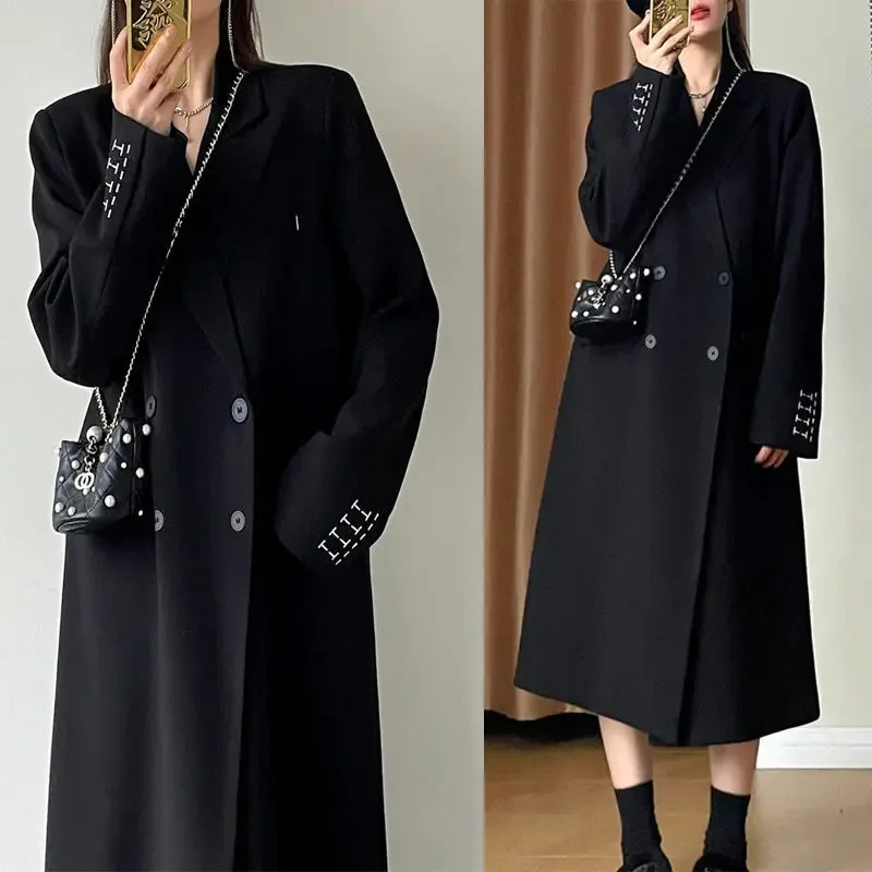 Womens Loose-Fit Slimming Medium-Length Casual Trench Coat Spring Autumn Fashion Overcoat For Women 240704