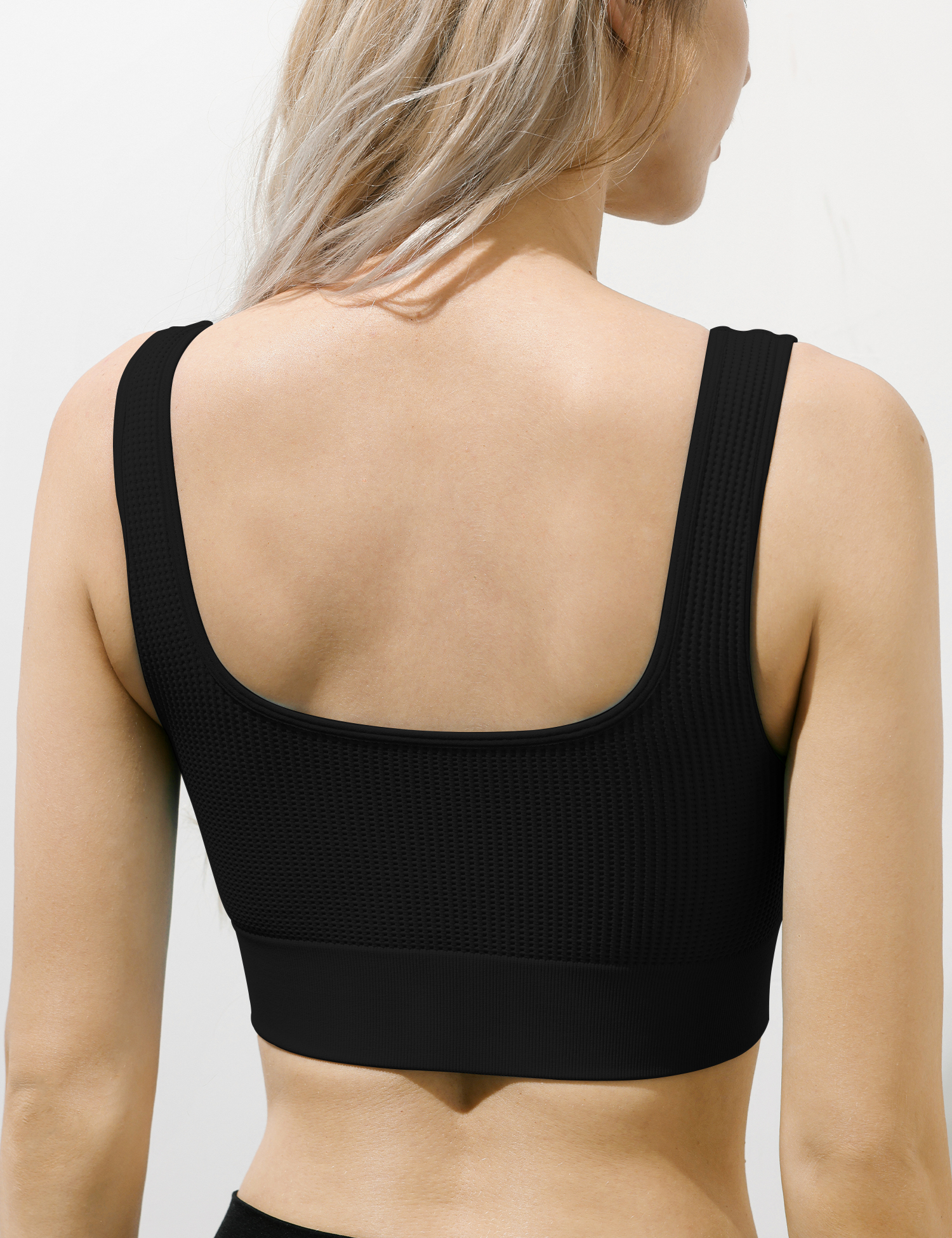 AMRIY Womens U Back Sports Bra - Scoop Neck Padded Low Impact Yoga Bra Workout Crop Top with Built in Bra B-S004