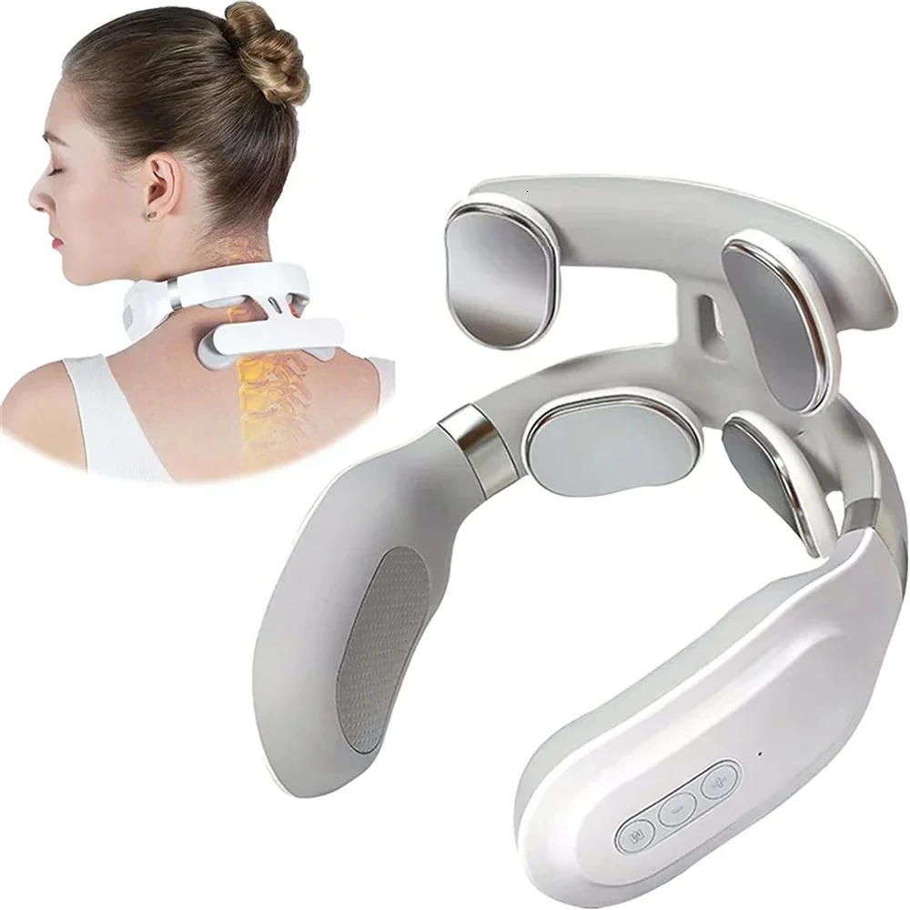 Neck Massage Machine 4 Head and Neck Protection Heating Machine Breathing Light Vibration Compression Spine Machine 240704