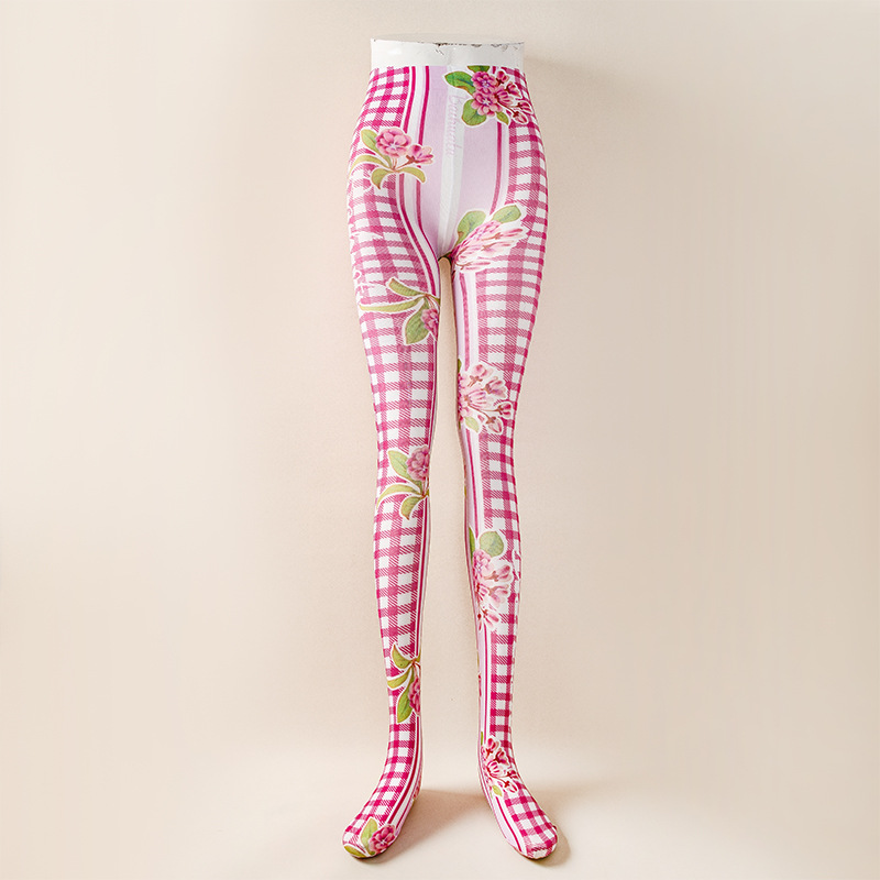 Women s Pants Printed Women Foot Leggings Trend Elastic High Waist Flower Butterfly Body Shaping Casual Streetwear Pantyhose 2pcs