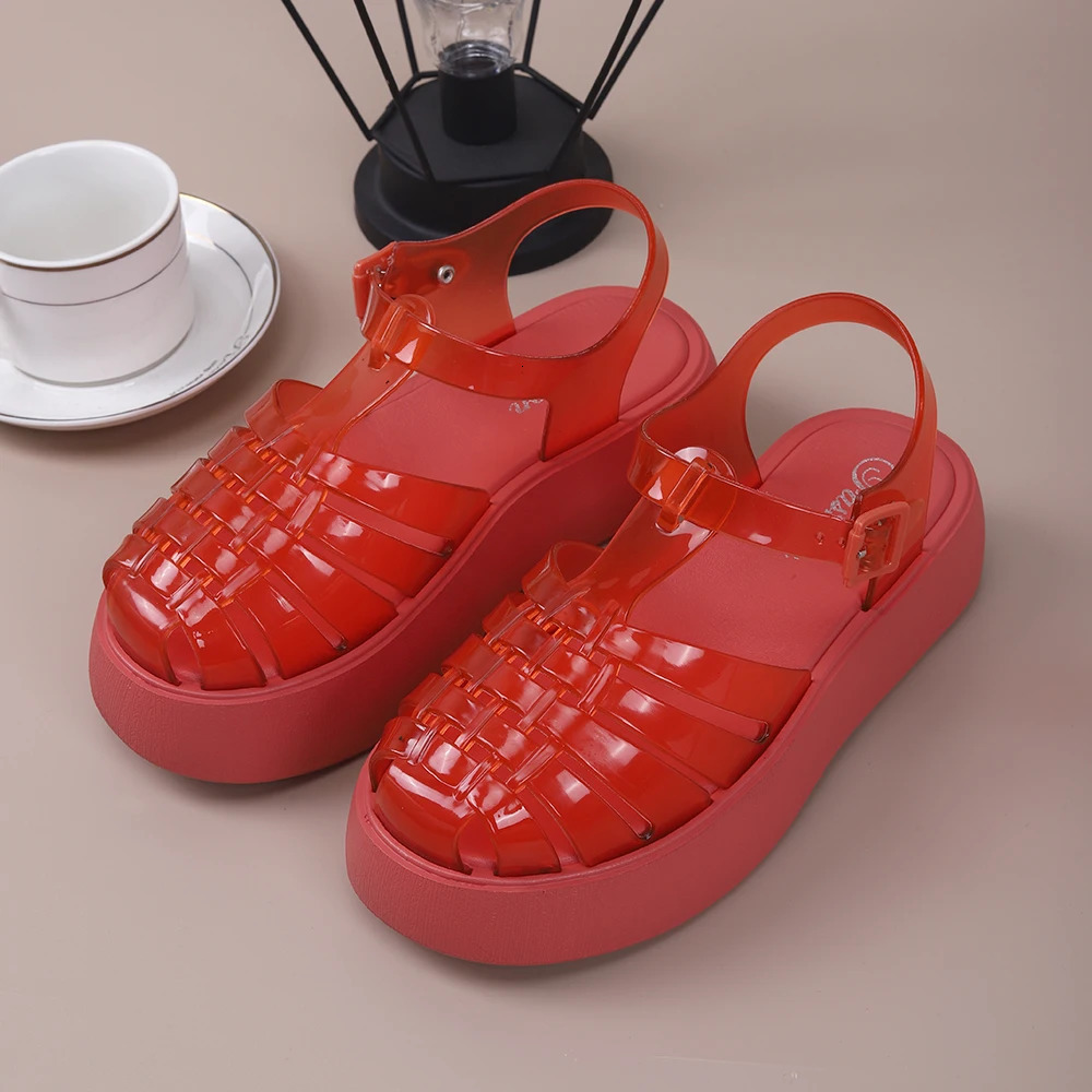 Womens Summer PVC Fashion Casual Womens Shoes Roman Beach Flat Sandals 240705