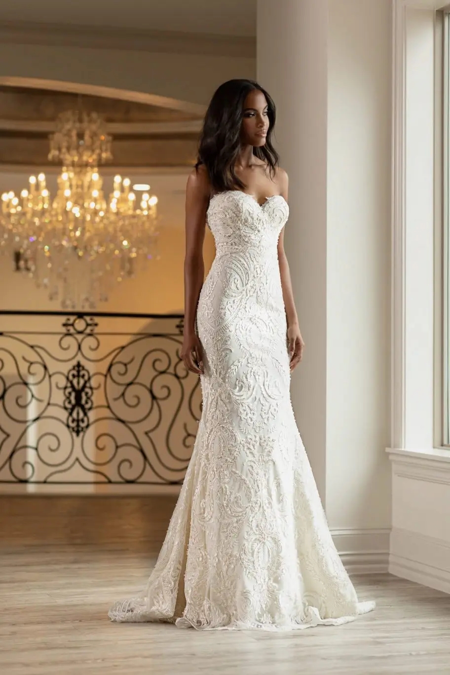 Elegant Mermaid Wedding Dresses Sweetheart Strapless Sleeveless Bridal Gown Lace Appliques Detachable Train Dress Custom Made vestidos de novia