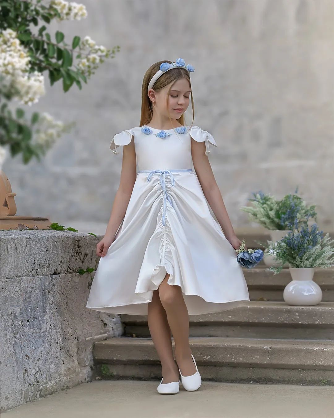 Appliqued Simple Wer Girl Dresses For Wedding Ruffled Toddler Pageant Gowns Knee Length Satin A E First Communion Dress