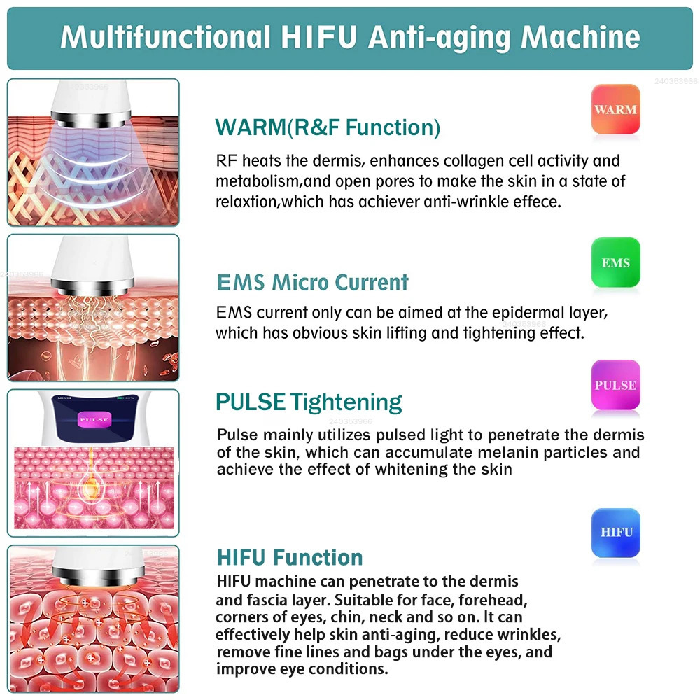 Wireless Charging Mini HIFU4.0 Cordless Ultrasonic Machine 4-in-1 Skin Enhancement Company Skin Care Equipment 240704