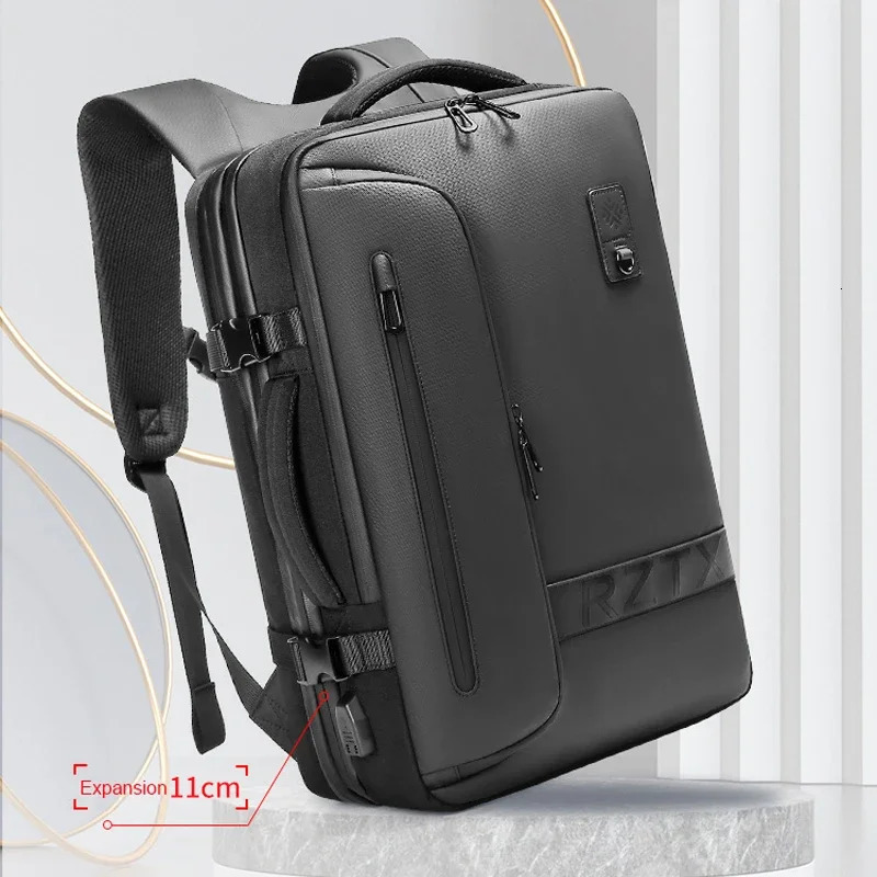 AMZZ Large Capacity Expandable Airbag Backpack For Men 15.6 Inch Waterproof Laptop Business Bag Vacuum Storage Travel Black Backpac 240626 C1