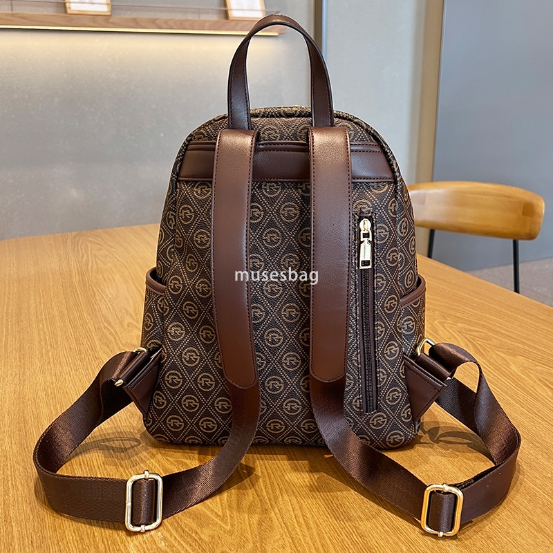 High end Women's French Classic Retro Printed Casual Backpack Spring/Summer New Korean Fashion Commuter Backpack Practical Large Capacity Backpac