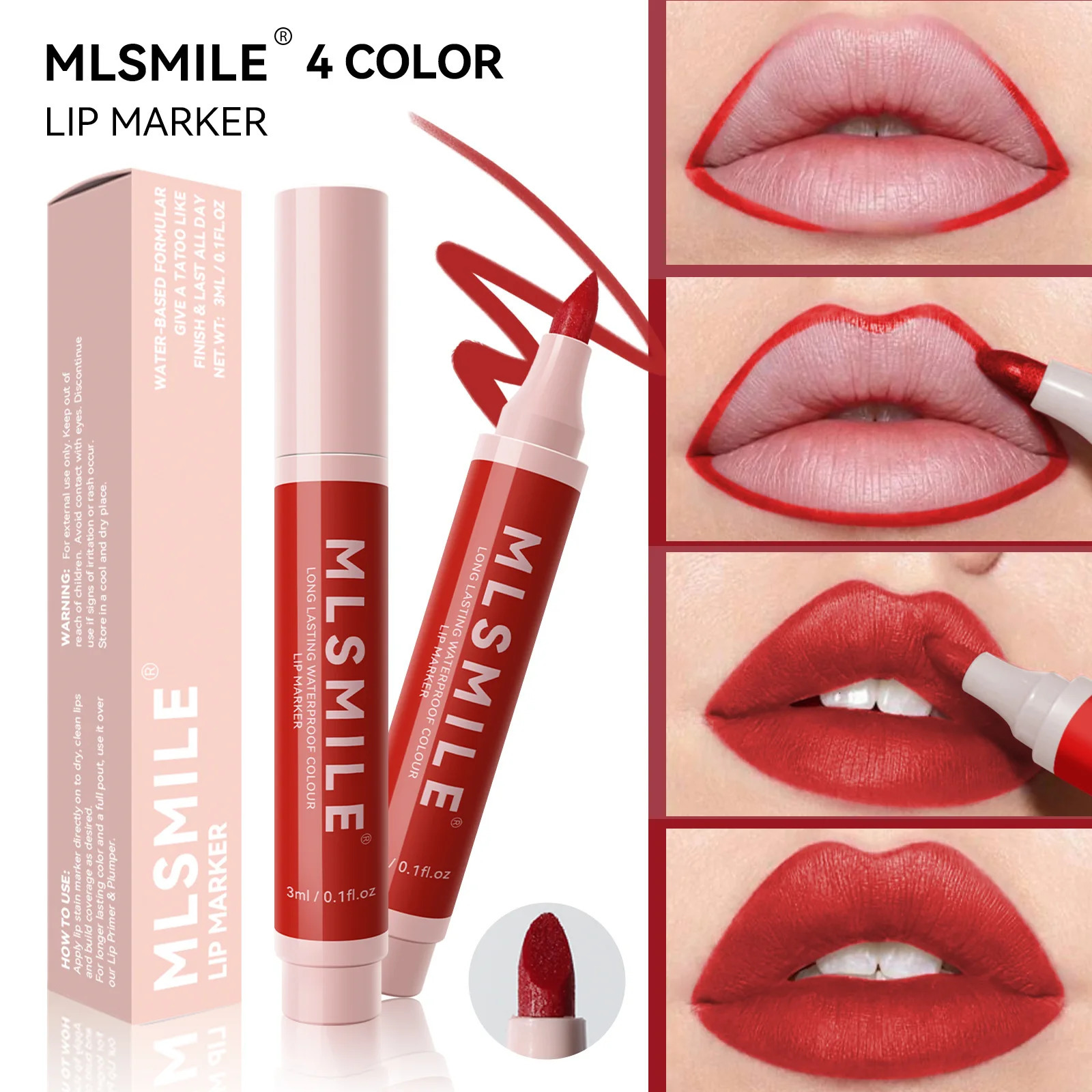 MLSMILE Non-Stick Cup Lip Dye Pencil Matte Lift Long-lasting Easy Coloring Marker Mouth Red Lip Glaze Lip Liner 240713
